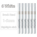 2-6 Pack White Brush Tip Acrylic Marker 1-5mm Fine Point Art Marker Pen for Drawing Highlight Fine Details DIY Craft Supplies Qme 6 White