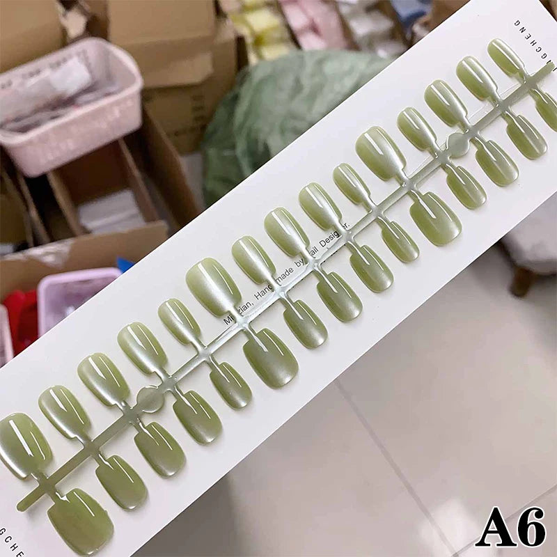 Different Short Press Nails Cat Eyes Decoration Wearable False Full Qme A6