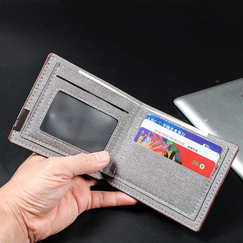 Denim Leather Storage Wallet Men Multi-functional Money Clip Simplified Coin Purse Large-capacity Multi-layer Storage Bags Qme