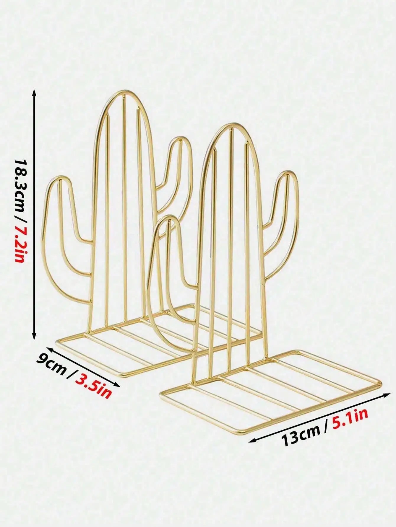 Nordic Iron Cactus Shaped Bookends Creative Cute Book Organizers Qme
