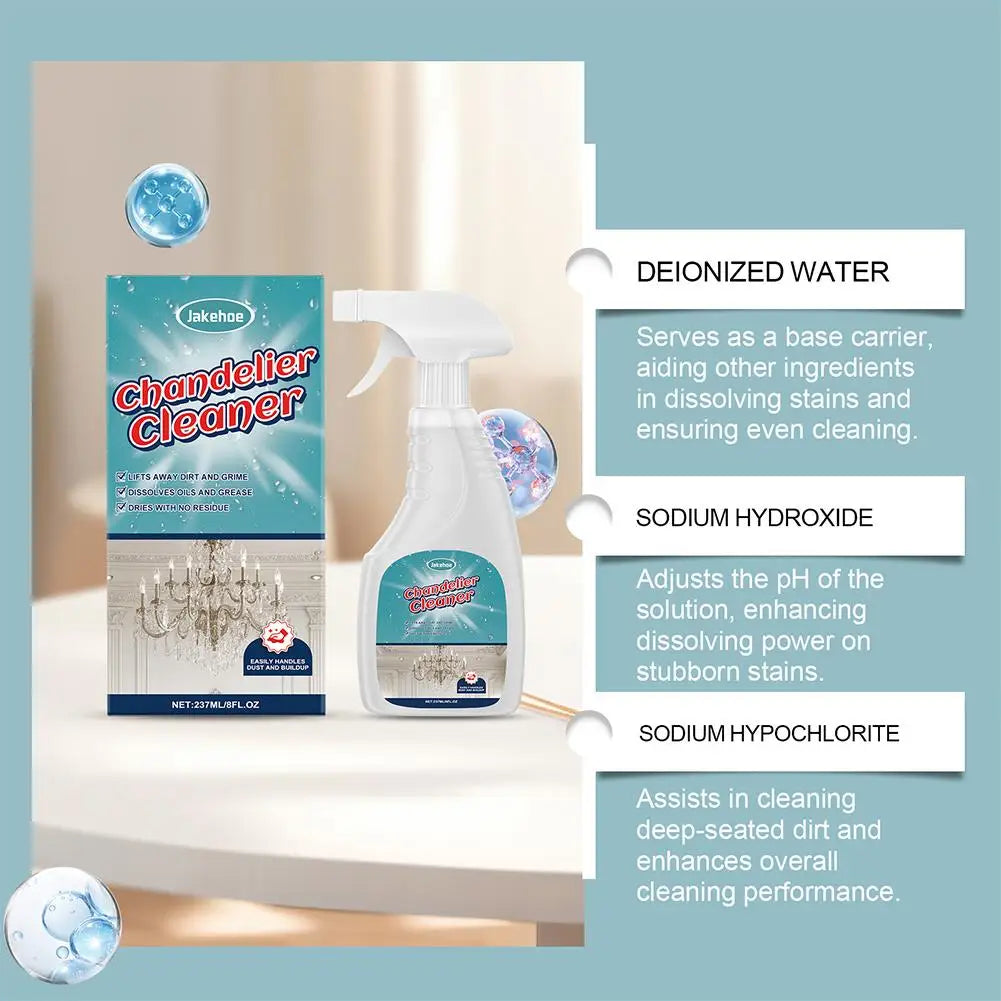 Chandelier Cleaner Spray Drip Dry No Wipe Light Buildups Dust Oil Qme