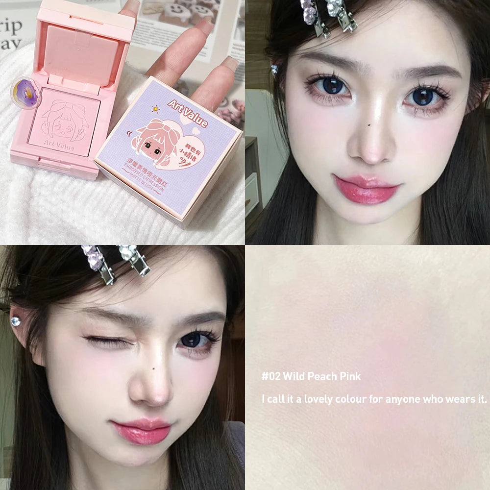 4-in-1 Case Makeup Palette Blush Matte Mineral Powder Long-lasting Natural Cheek Contour Tint 4 Color Face Blush Korean Cosmetic Qme