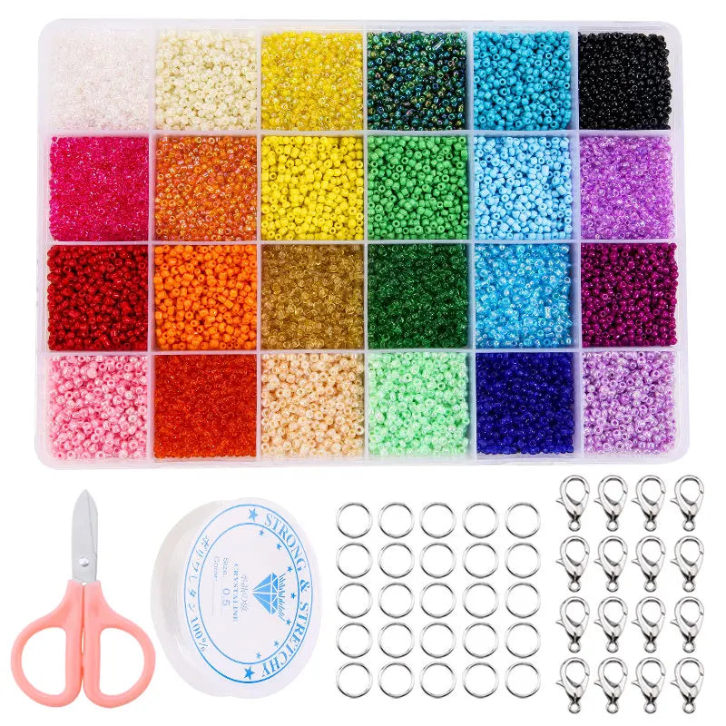 20000pcs Jewelry Making Kit Seed Beads Set 2mm Glass Beads Set Bracelets Necklace Ring Making Seedbeads Kit For DIY Art Craft Qme 13