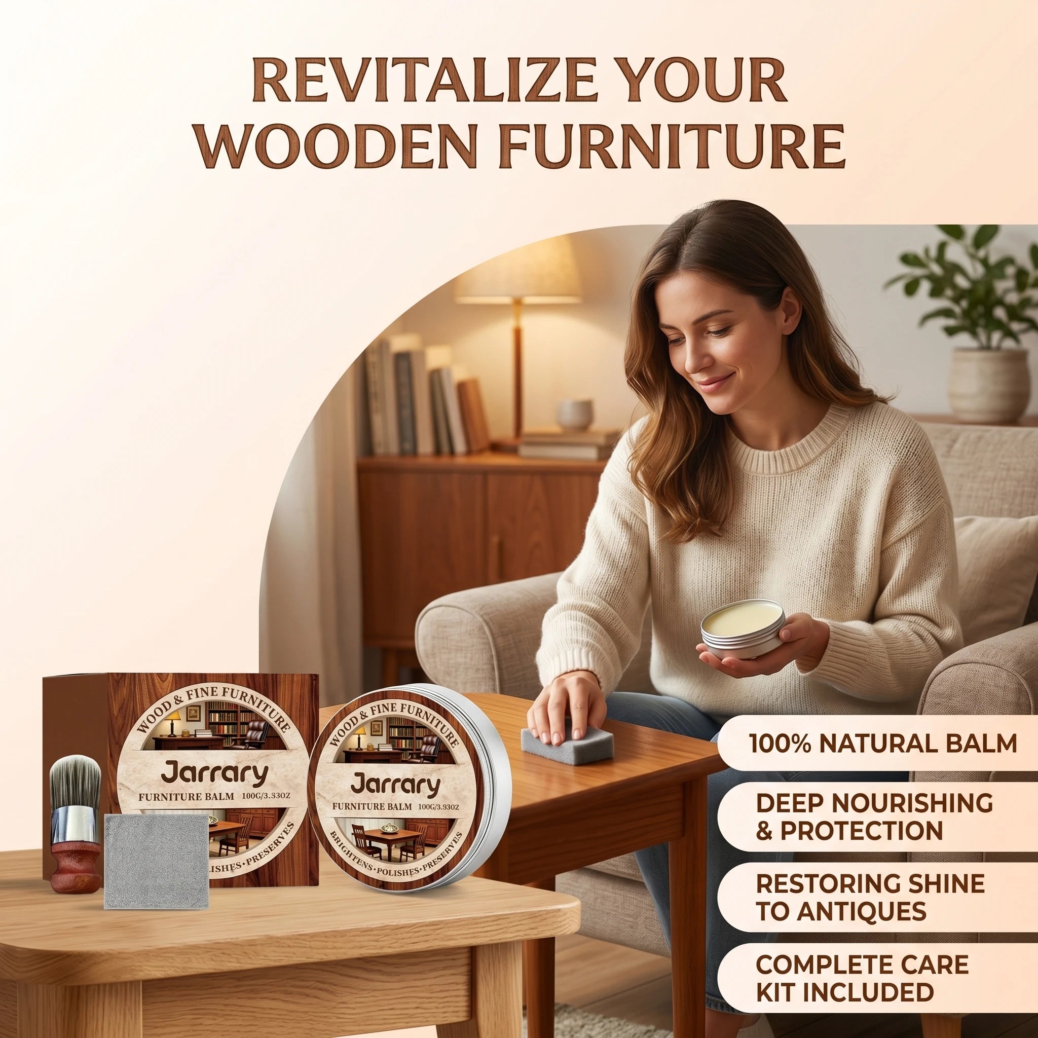 Wood Furniture Care Balm Cleaning Stain Repair Scratches Restore Shine Form a Protective Film Natural Furniture Beeswax Polisher Qme