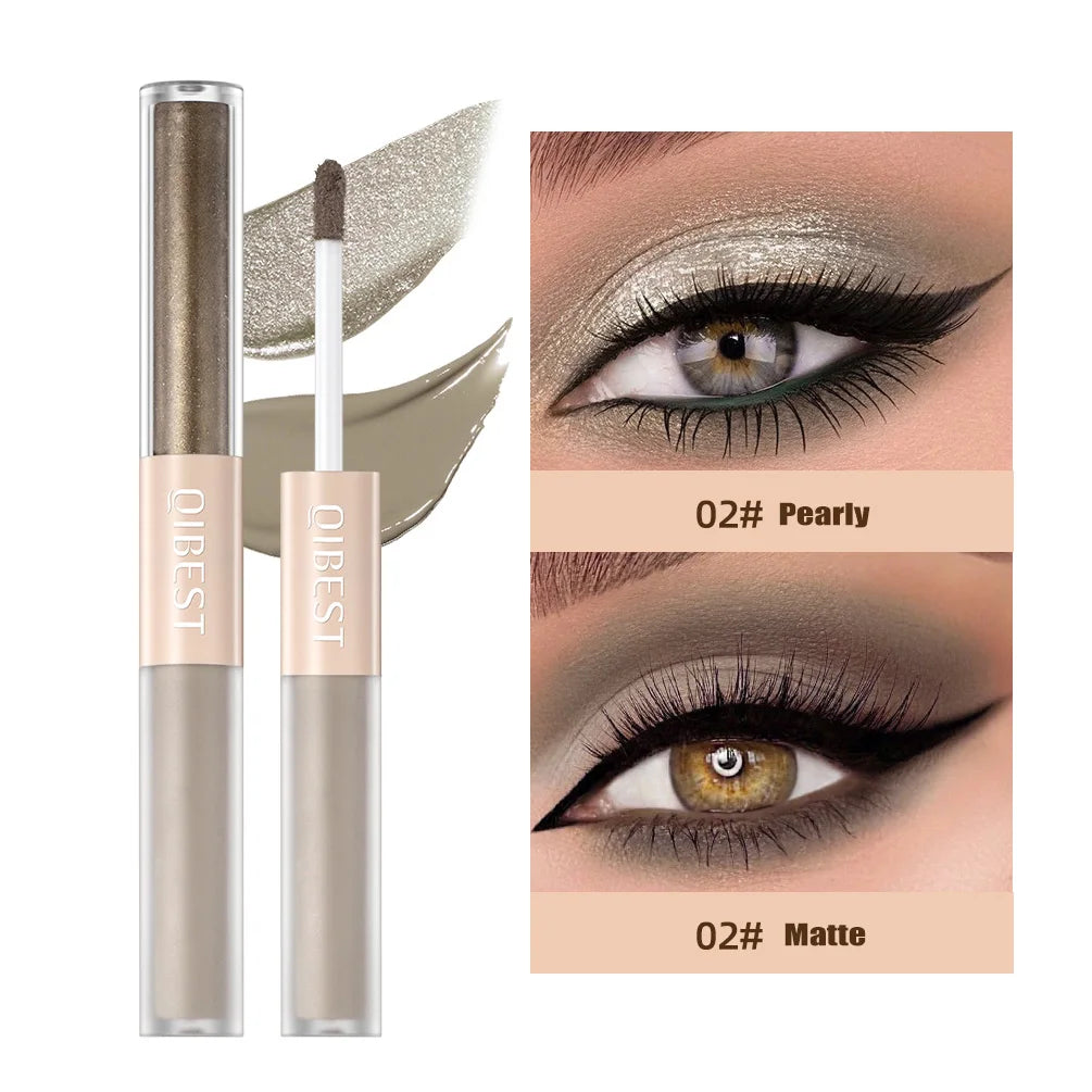 2 In 1 Stick Pearly Matte Eyeshadow Cream Smooth Nude Eye Makeup Liquid Contour Shadow Stick Waterproof Shimmer High Light Pen Qme