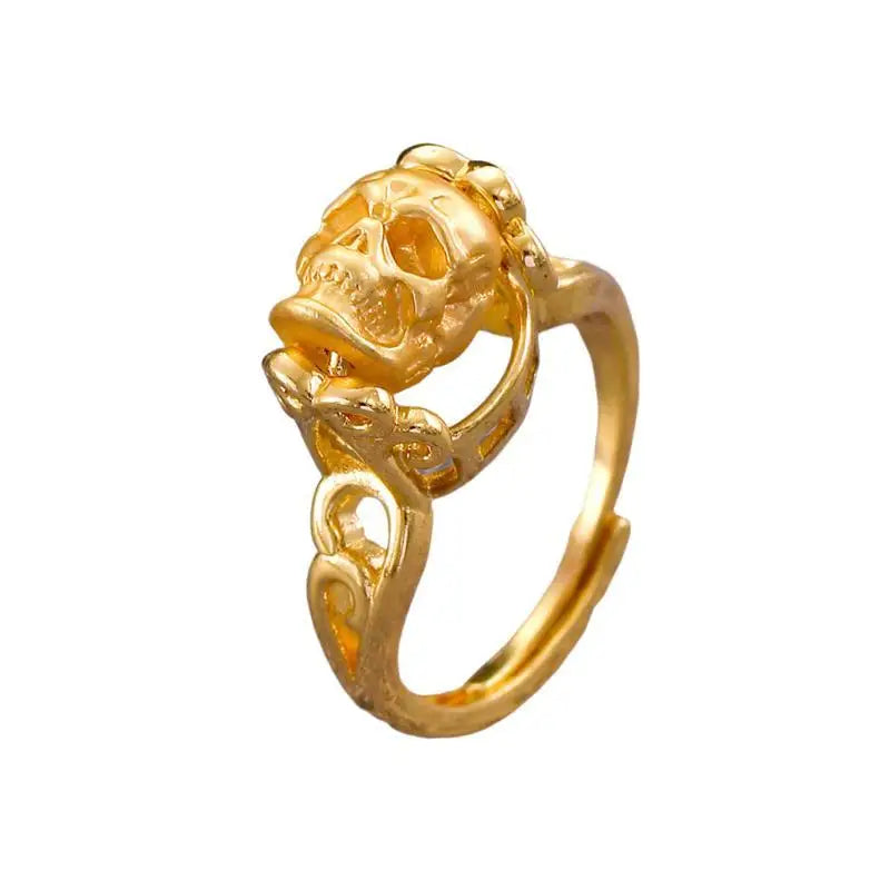1Pcs New Vintage Gothic Steel Skull Rings Women Punk Rock Skeleton Women Ring Punk Rock Party Jewelry Accessories Qme A1