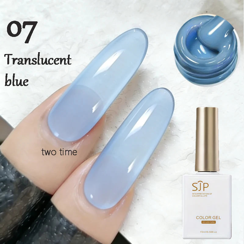 1 Jelly Gel Nail Polish Crystal Brown DIY Translucent Art Permanent Qme 07