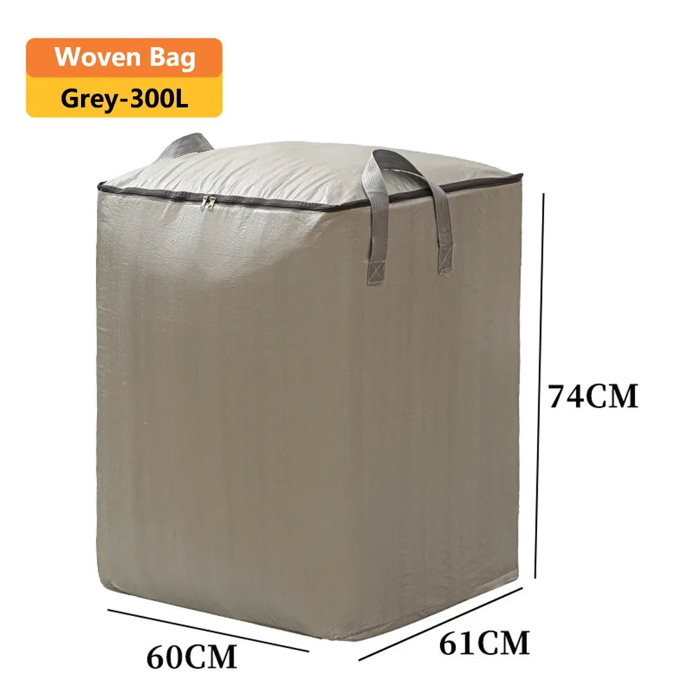 Large Capacity Moving Packing Bag Storage Bag Cotton Quilt Bag Miscellaneous Woven Luggage Bag Clothing Sorting and Storage Bag Qme Grey 300L