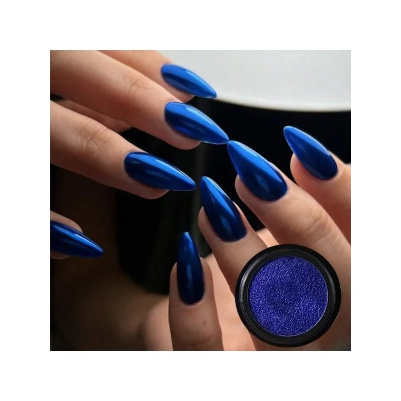 1Boxs Magic Mirror Powder Metal Chrome Nail Gel Polish Art Glitter Qme blue