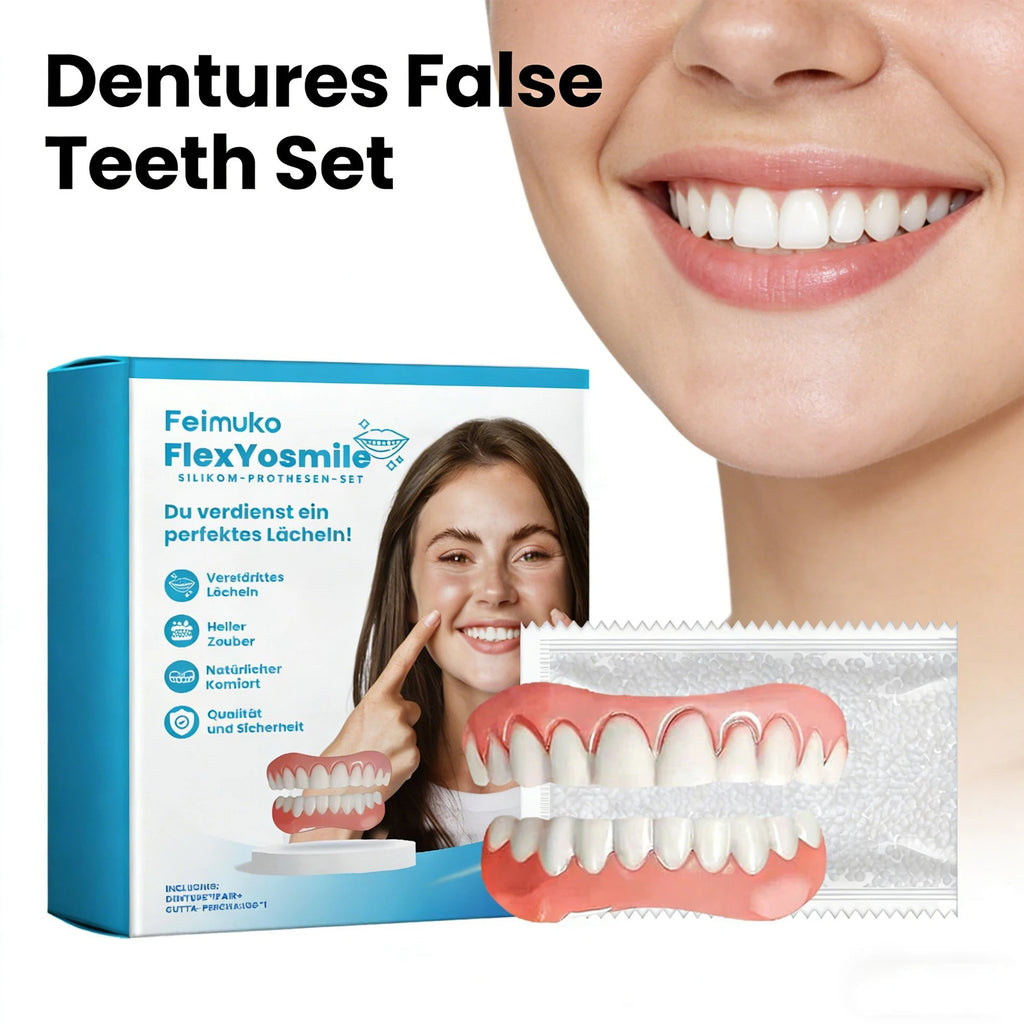 Silicone Dentures Full Natural False Teeth Braces Fit Gum Protection Qme