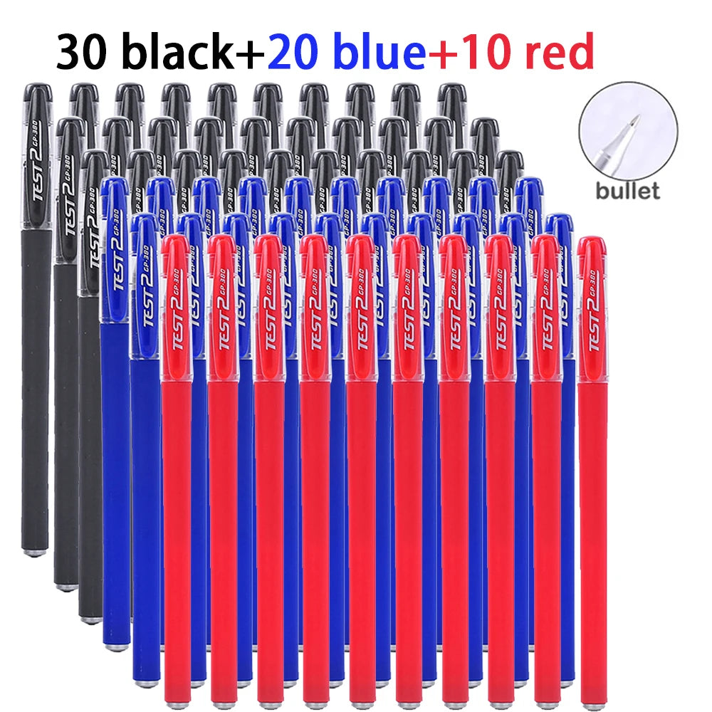 20-100Pcs Minimalist Gel Pen, 0.5mm Black/Blue/Red Ink Multi-purpose Gel Rollerball Pen For Office, School Student Qme 30black 20blue 10red