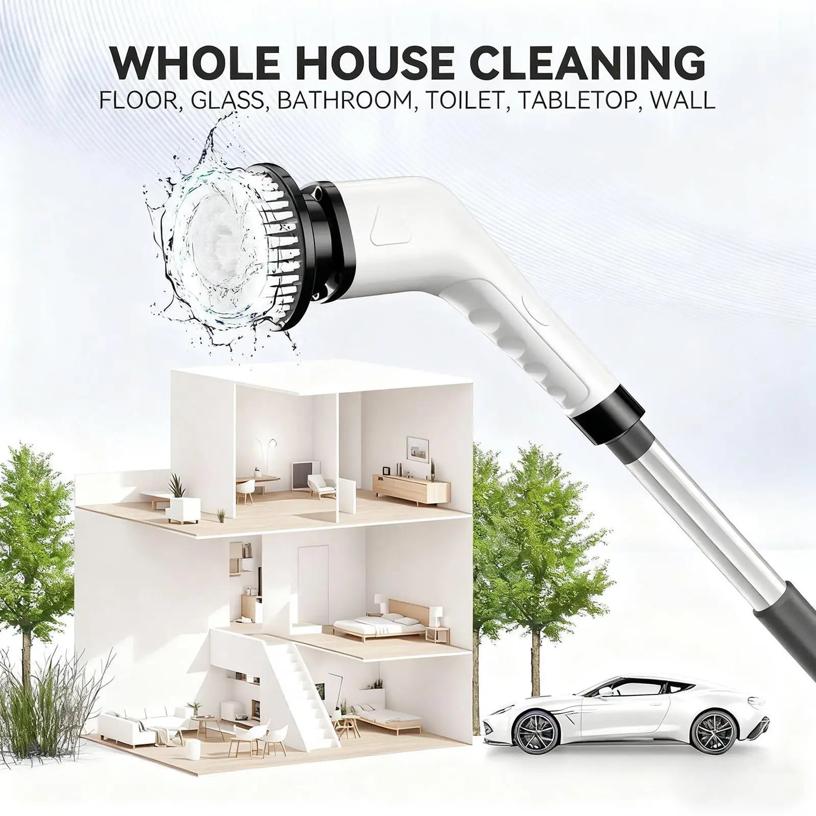Electric Cleaning Brush Adjustable Waterproof Rotating Tool Electric Shower Scrubber For Home Shower Doors Kitchen Sinks Qme
