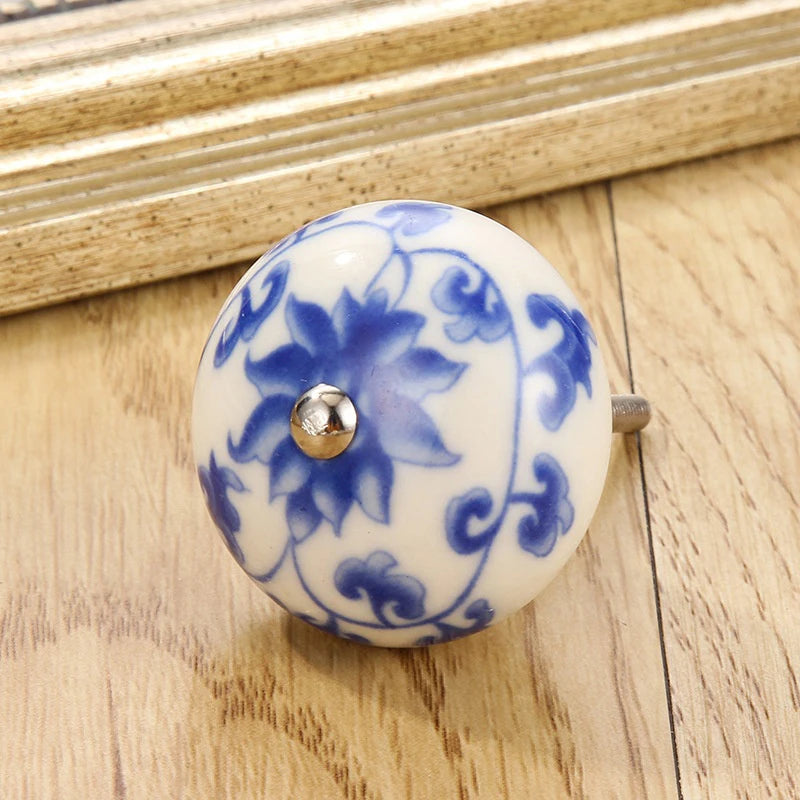 1PCS Multicolor Ceramic Knobs For Cupboard Cabinet Dresser And Furniture Antique Floral Drawer Handle Pull Door Knob Qme A5
