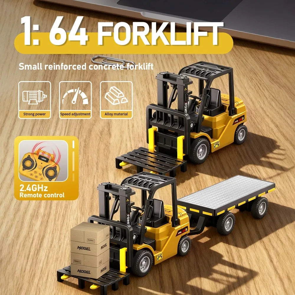 Bluetooth Remote Control Crane And Forklift two-in-one Desktop Mini Alloy Toy Car Model With Trailer Christmas Gift In Color Box Qme