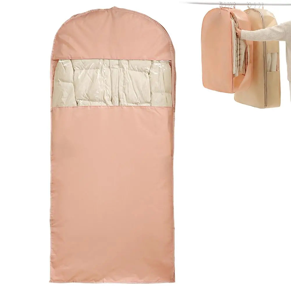 Space Saving Clothing Dust Bag Hangable Garment Self Compression Qme pink L