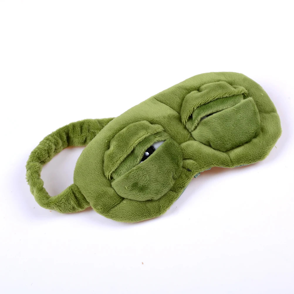 3D Sad Frog Sleep Mask Natural Eye Travel Sun-blocking Soft Portable Qme