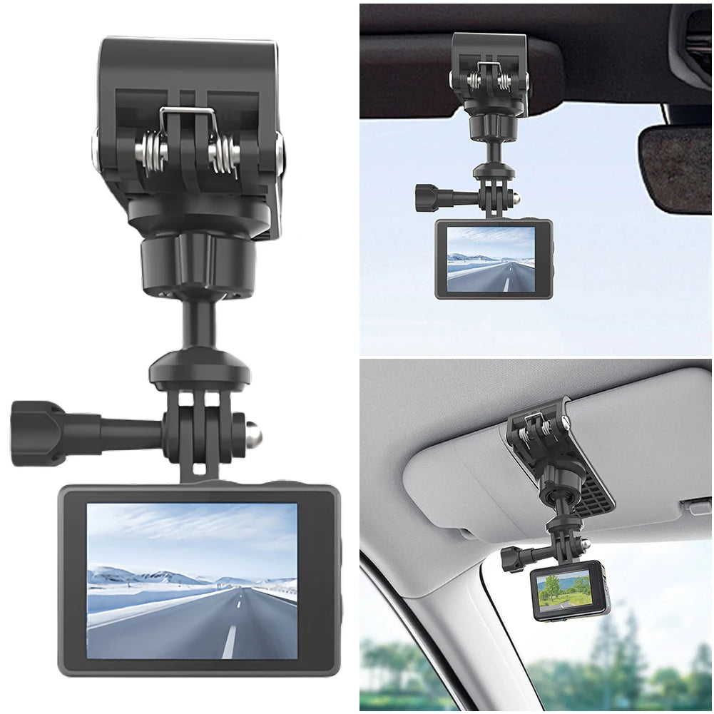 Car Sun Visor Holder 360 Rotation Adjustment Car Sun Visor Camera Mount 1/4 Inch for Osmo Pocket 3 Action 4 Insta360 X3 Qme
