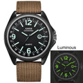 Man’s Luminous Fashion And Casual Versatile Canvas Strap Calendar Quartz Watch Basic Simple No Waterproof Black Round Dial Reloj Qme Brown No