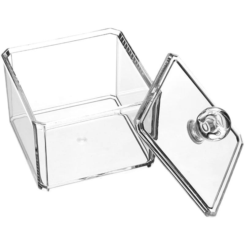 Cotton Swabs Dispenser Desktop Cosmetic Jewelry Cases Organizer Qme Transparent