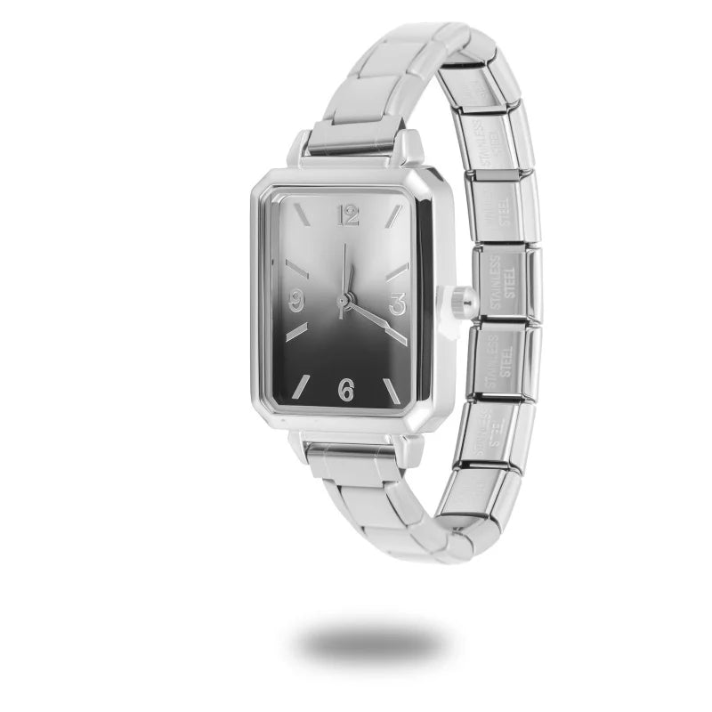 Simple Square Watch Bracelet Fit DIY Italian Charm Stainless Steel