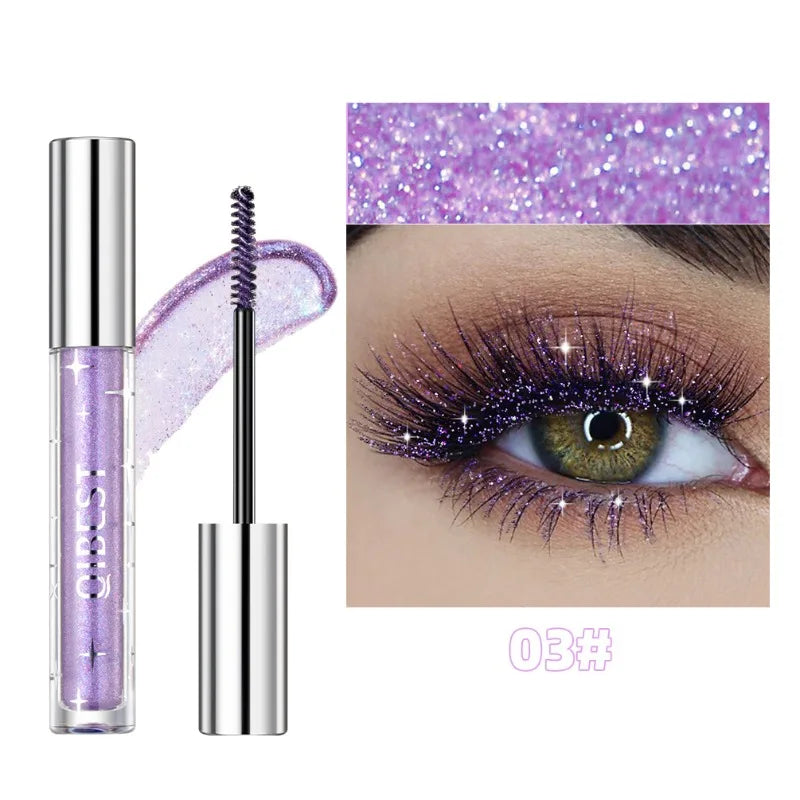 Snowflake Glitter Mascara, Smudge-Proof All Day Wear, Natural Lash Extension Effect, Flake Resistant Formula, Shimmer Mascara Qme B03