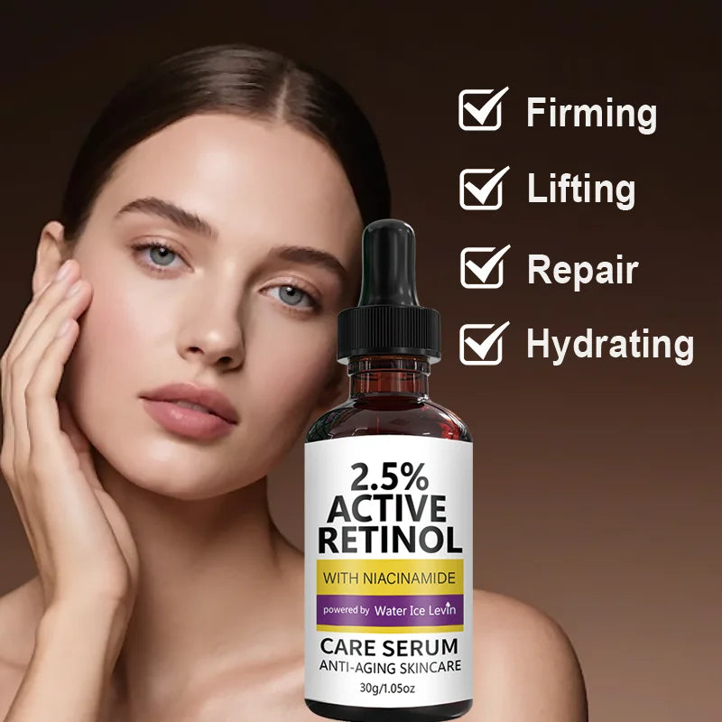 2.5% Retinol Anti-Aging Serum with Niacinamide - Firming, Brightening, Hyaluronic Acid Infused for Youthful Skin Qme