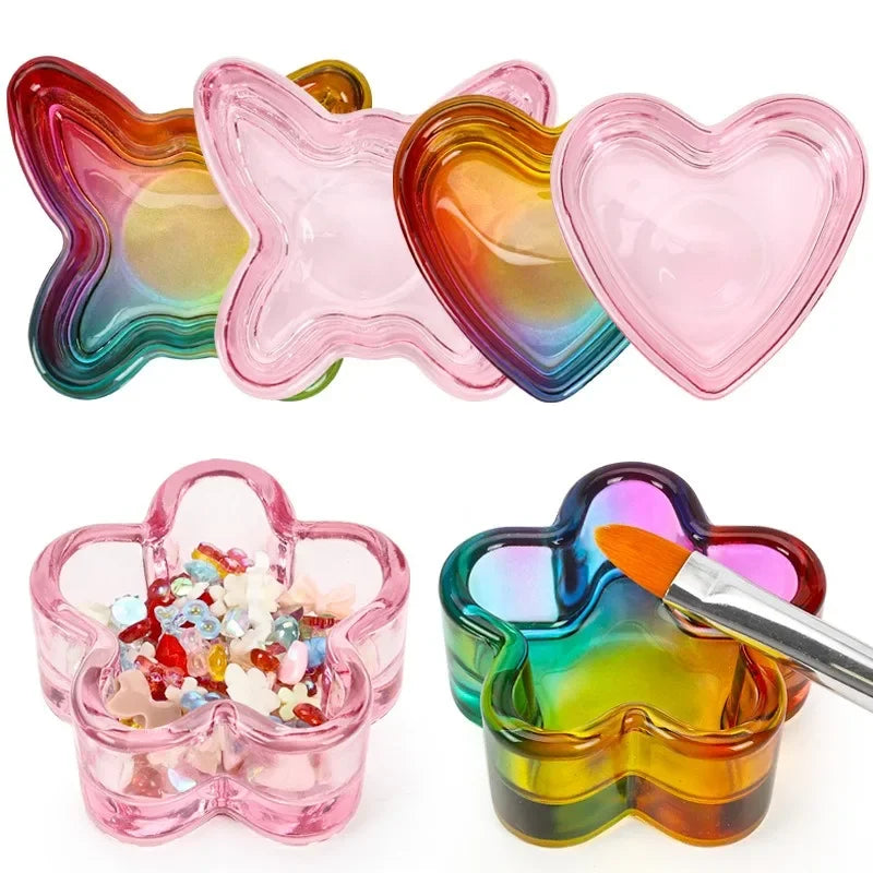 Acrylic Powder Liquid Crystal Glass Cup Aurora Colorful Cup Nail Brush Washing Mug Nail Art Tools Liquid Powders for Mixing Bowl Qme