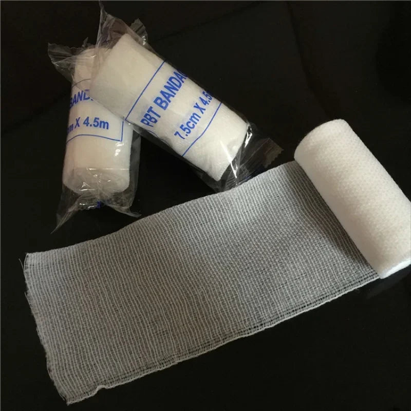 Elastic Bandage, Skin Friendly, Breathable, First Aid Kit, Gauze Wound Dressing, Medical Nursing Emergency Care, Cotton PBT Qme