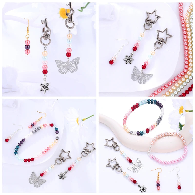 6mm Round Glass Pearl Beads Glass Round Tiny Craft Loose Spacer Beads for DIY Craft Necklaces Bracelets Jewelry Making Qme