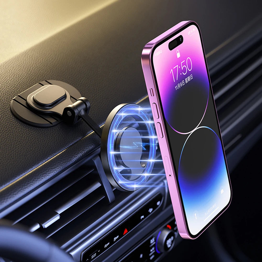 Magnetic Car Phone Holder Mount 360 Rotation Foldable Vehicles Mobile Support Car Phone Holder Stand for iPhone 15 14 13 ProMax Qme