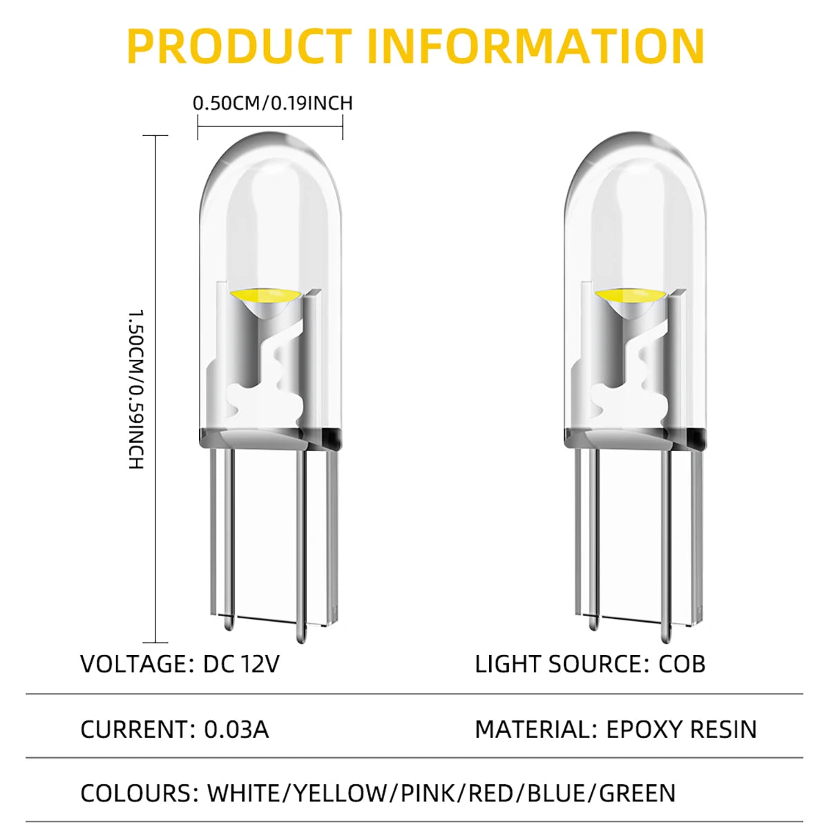 10/20/40pcs T5 Led W3W Car Interior Light Dashboard Warming Indicator COB Chip Canbus Auto Instrument Light Wedge Gauge Bulb 12V Qme