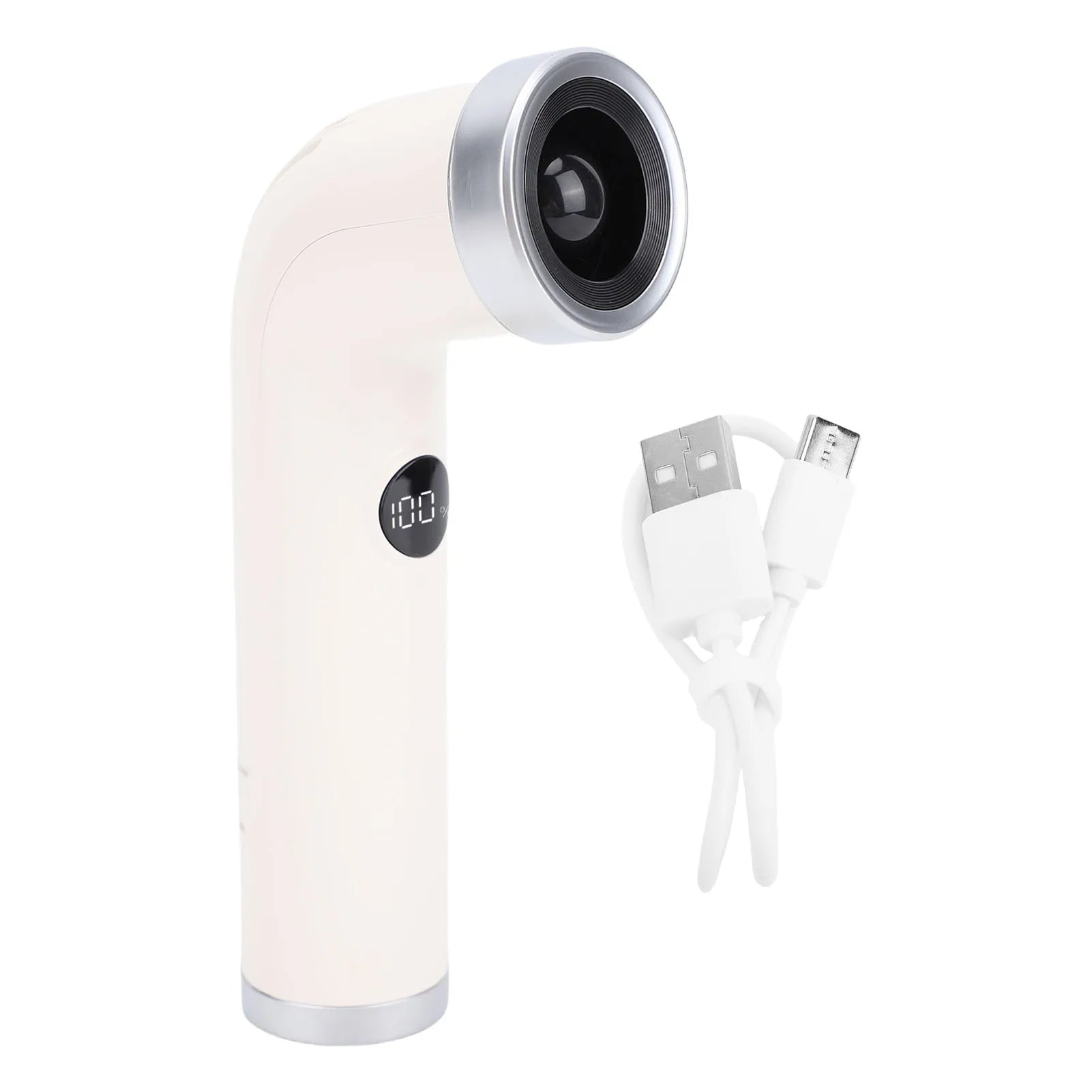 Bladeless Handheld Cooling Fan Smart Push Button Digital Display Rechargeable Handheld Bladeless Fan Versatile for Outdoor Use Qme WHITE