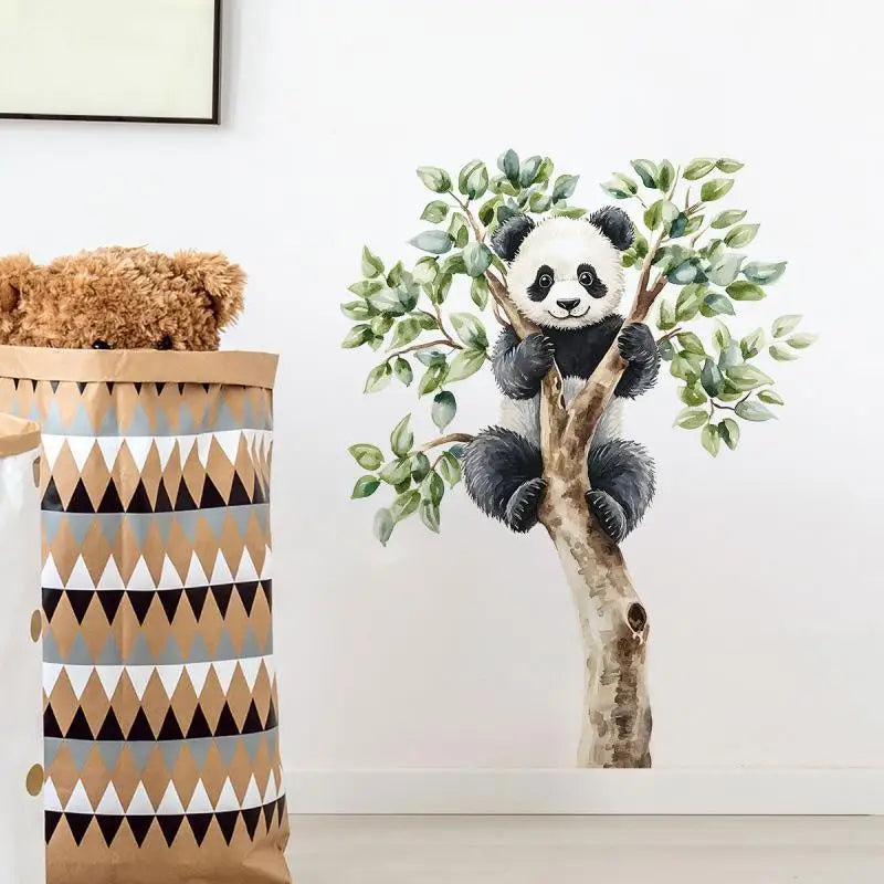 PVC Home Decor Cartoon Cute Panda Tree Branch Wall Stickers Kids Room Qme