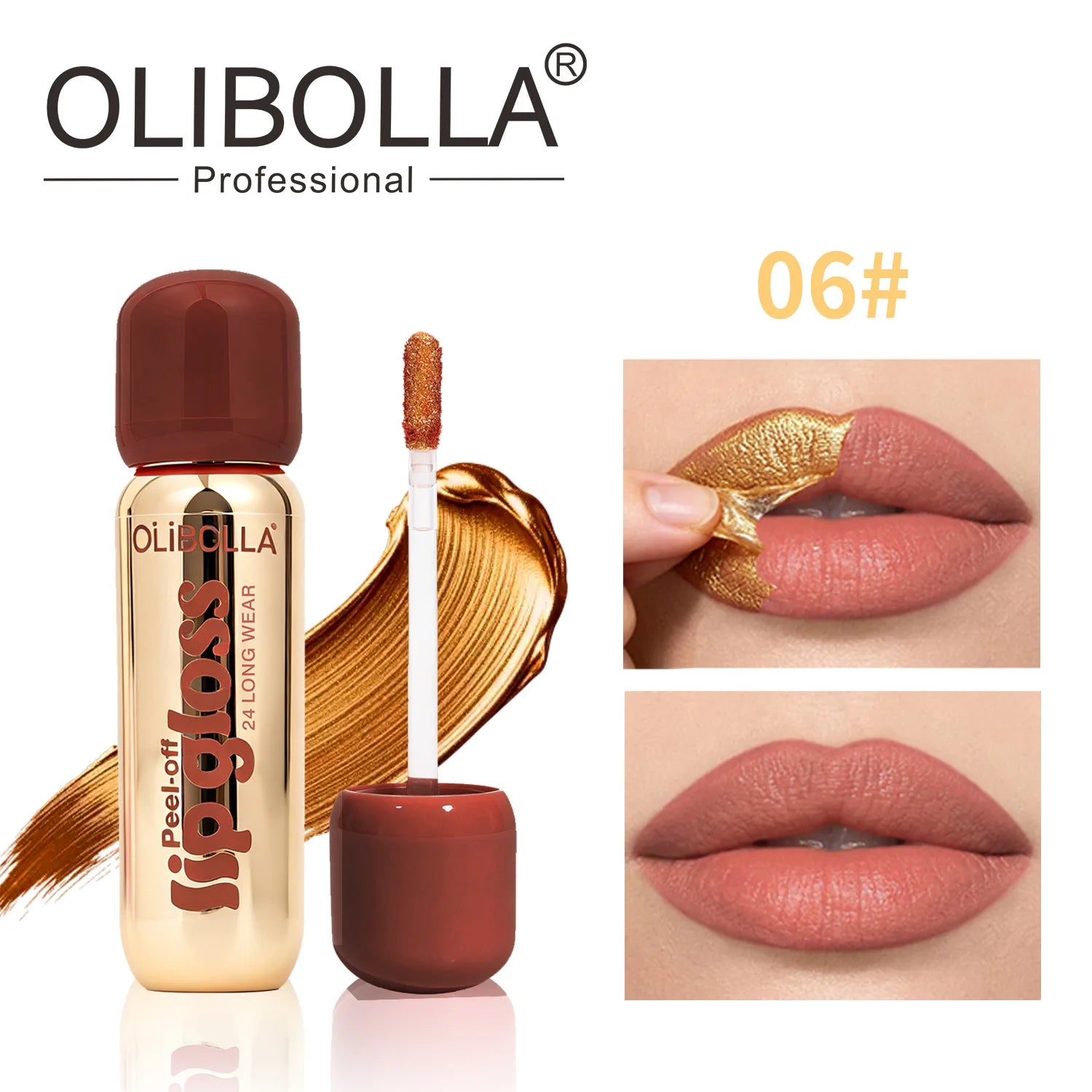 6Color Metallic Orange Peel Off Lip Stain Reveal Waterproof Pink Lip Tint Transfer Proof Non-stick Cup Natural Matte Lipstick Qme 06