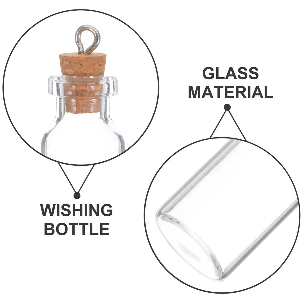 15Pcs Mini Glass Wishing Bottles Corked Small Transparent Vials for Crafting Beads Notes Decor Hanging Wind Chimes Baby Shower Qme
