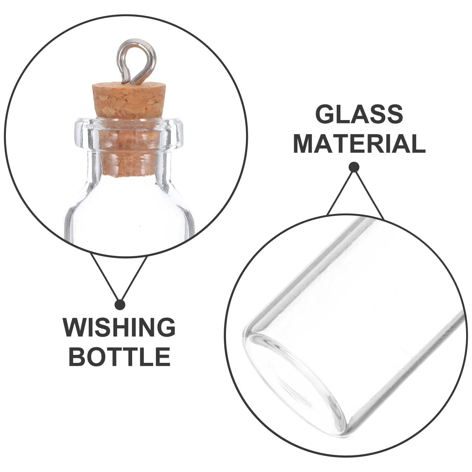 15Pcs Mini Glass Wishing Bottles Corked Small Transparent Vials for Crafting Beads Notes Decor Hanging Wind Chimes Baby Shower Qme