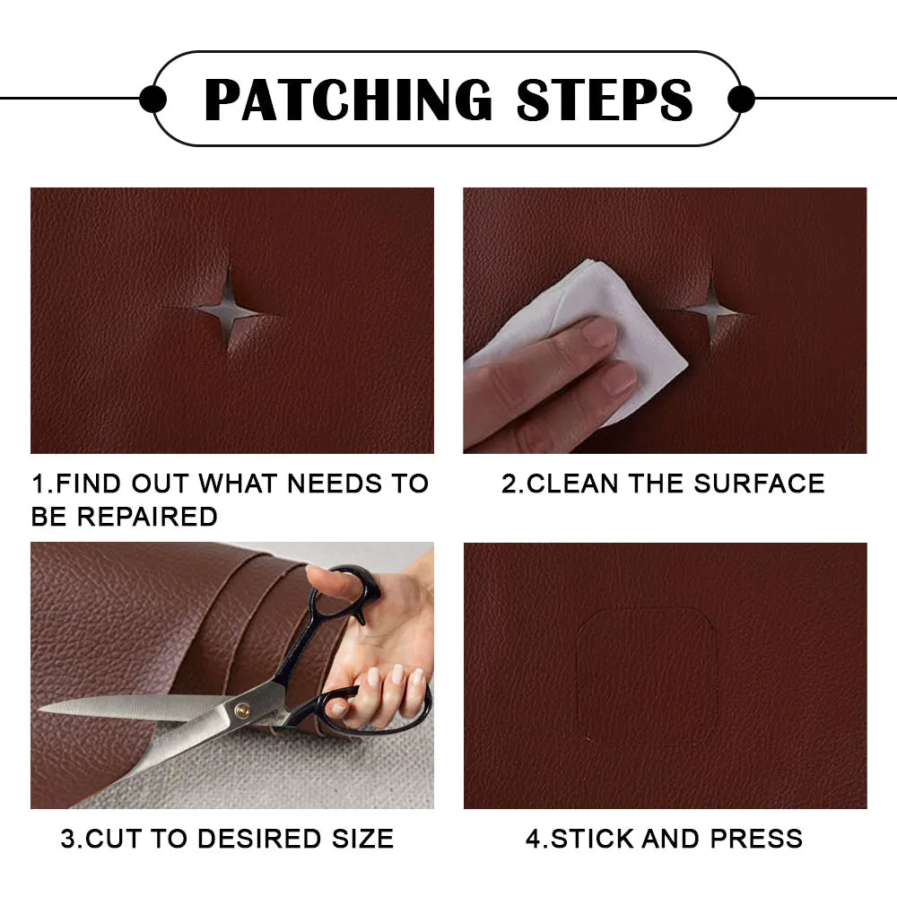 Self-Adhesive Leather Repair Patch Sofa Black PU Leather Sticker for Furniture Table Chair Clothes Car Seats Shoe Bags Fix Patch Qme