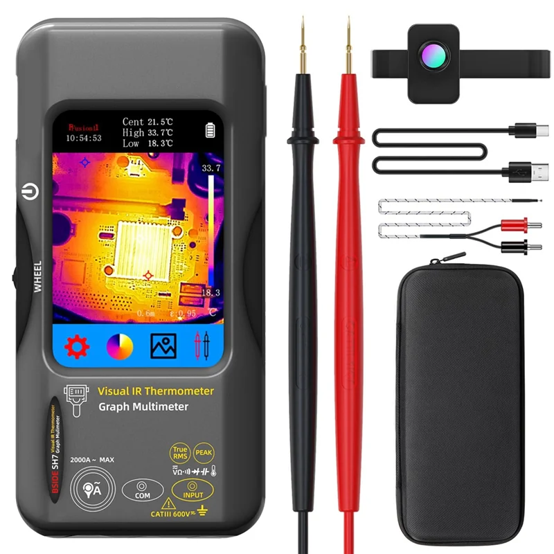 A02F-Thermal Imaging Camera Multimeter 320X 320 Resolution 25Hz Infrared Thermal Camera 15 Thermal Palettes -Ranging Tester Qme