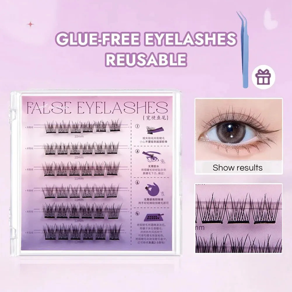EYELASH No Glue Needed Self Adhesive Cluster Lash Diy Lashes Qme