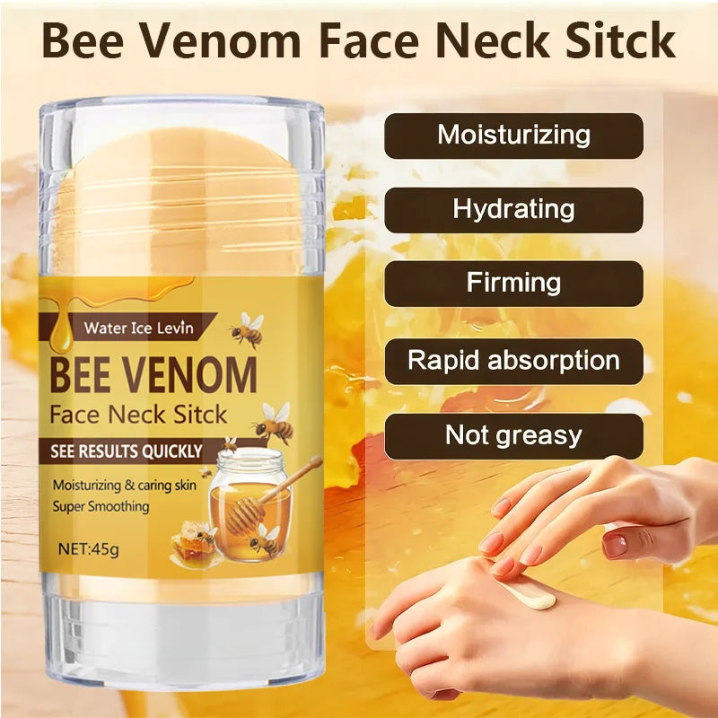Bee Venom Face & Neck Firming Stick with Collagen & Vitamin C - Intense Moisturizing & Smoothing Anti-Aging Treatment Qme