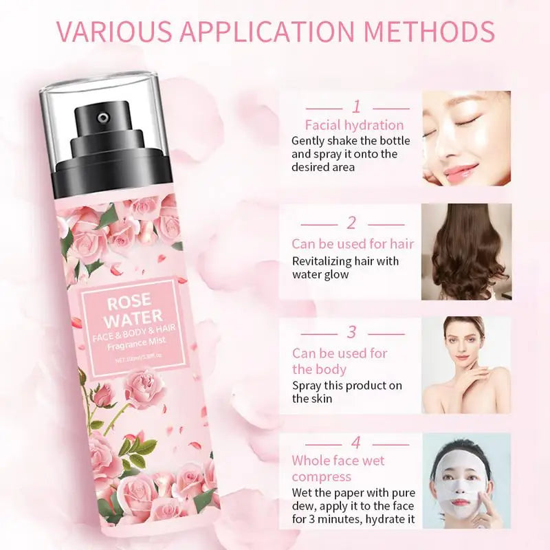 Rose Pure Dew Damask Water Essentiall Oil Organic Petals Essence Qme