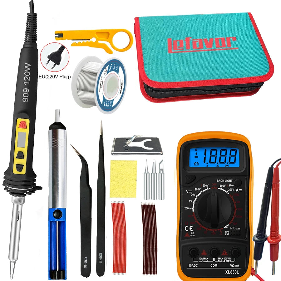100W 120W Digital Soldering Iron Repair Tool Electric Dual Qme 909S-SET3-220V EU