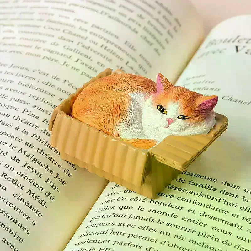 Adorable Cat In Box Napping Resin Figurine Kawaii Desktop Decor Car Ornament Ideal Gift For Cat Lovers Qme