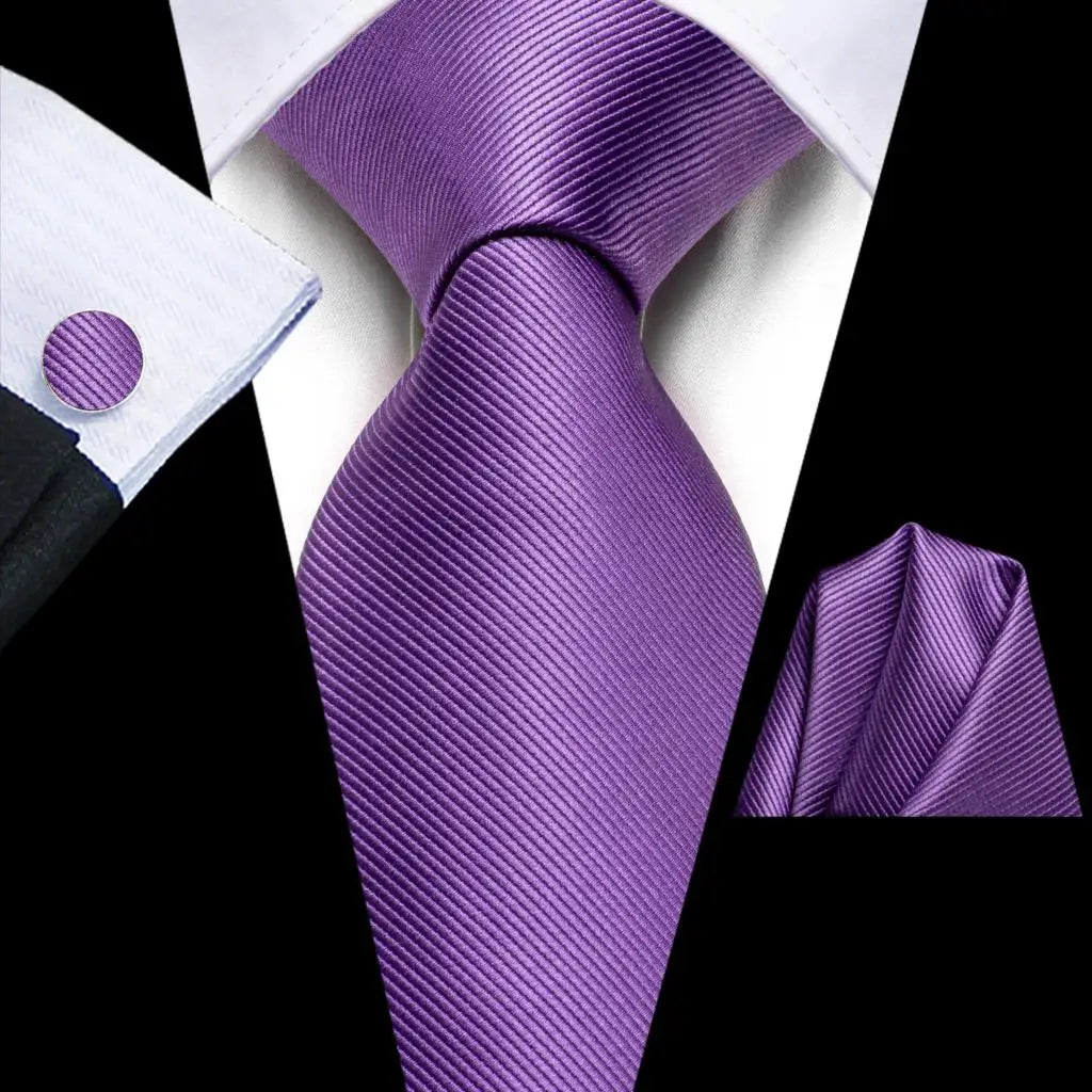 Hi-tie Solid Orange Blue Mens Fashion Necktie Handkerchief Cufflinks