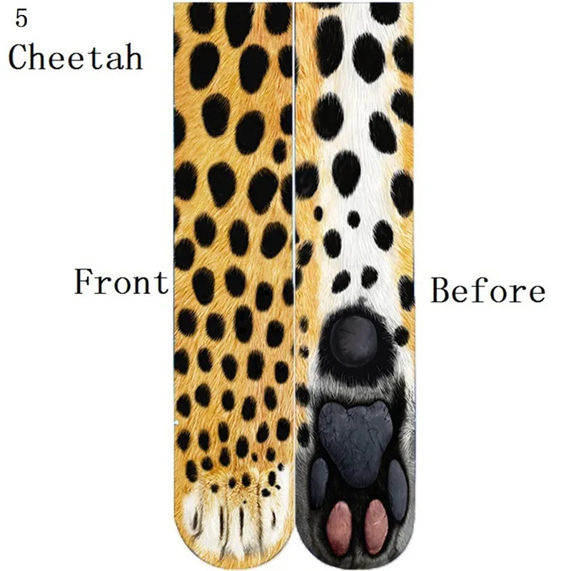 Funny Animal Paw Socks Cat Tiger Leg Toe Men Women Party Outdoor Qme style5 One Size
