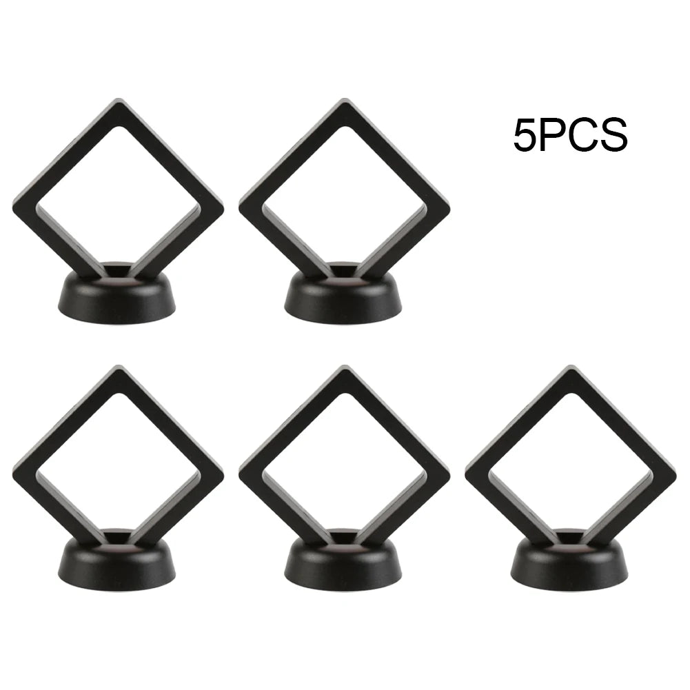 5 Jewelry Storage Box 3D Packaging Case Gemstone Floating Frame Qme Black 5PCS