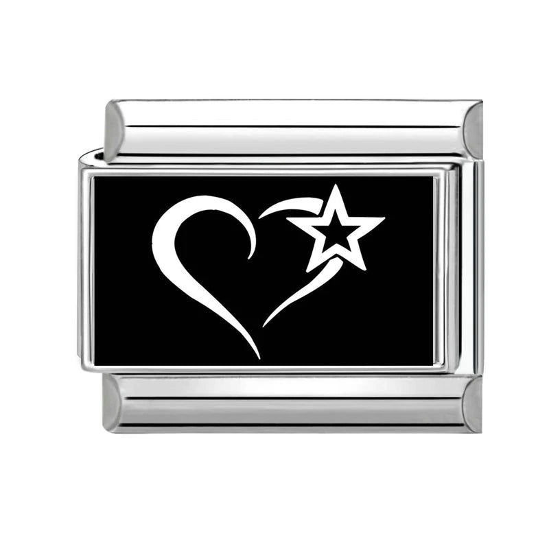 2026 New Wholesale Cute LOVE Black Series Charm Bracelet Fit 9mm Bracelet Stainless Steel Italian Links Making DIY Jewelry Gifts Qme Style 1