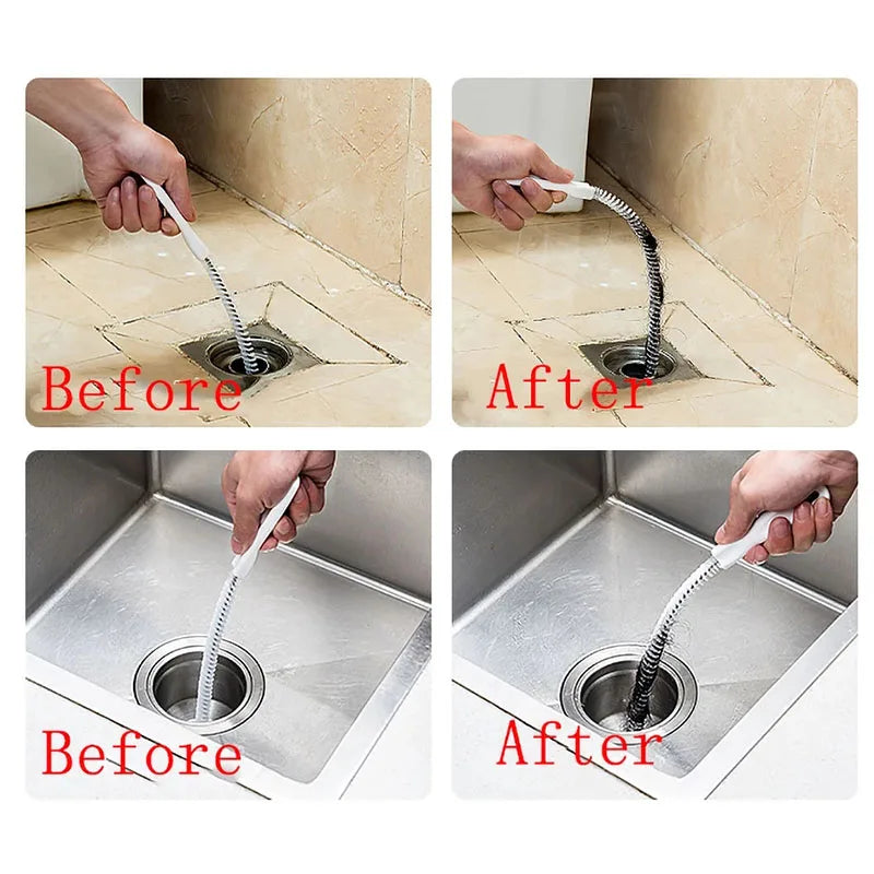 Pipe Dredging Brush Bathroom Hair Sewer Sink Cleaning Brush Drain Cleaner Flexible Cleaner Kitchen Clog Plug Hole Remover Tool Qme