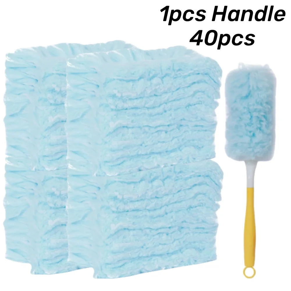 Double Sided 360 ° Electrostatic Precipitator for Household Clean Ceiling Corner Dust Spider Web Replaceable Dust Removal Cloth Qme Blue Set 4