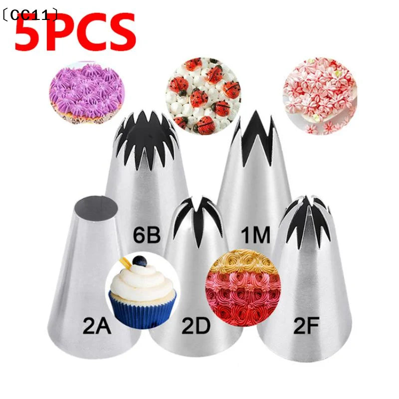 5-Piece Large Cake Decorating Piping Tips Durable Stainless Steel Qme